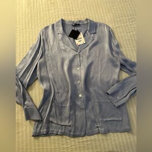 Zara Light Blue Satin Blouse